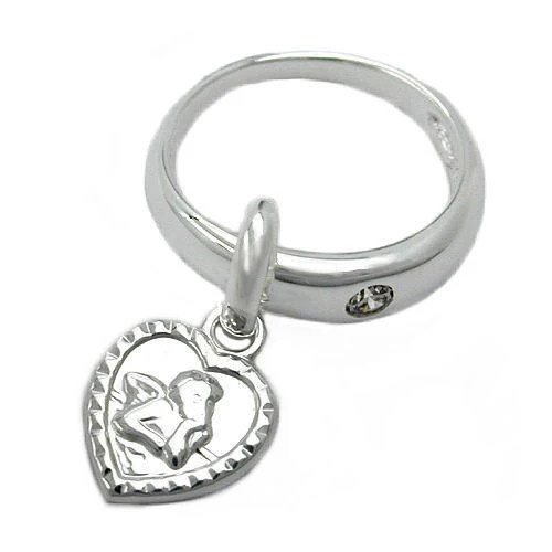 SIGO Taufring mit Herz, 925 Silber, Zirkonia, Kinder - Bild 1