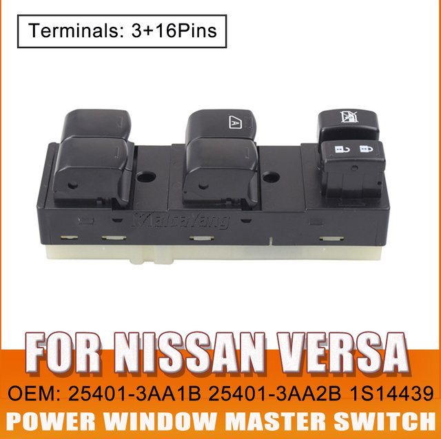 Malcayang Power Fenster Master Schalter Taste 25401-3AA1B 254013AA1B für Nissan Versa Note HR16DE 25401-3AA2B 1S14439 - Bild 1