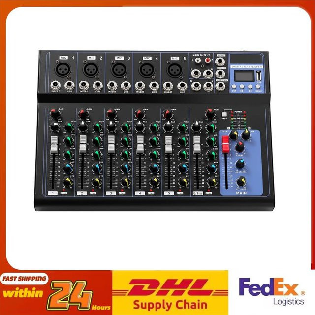 Professioneller 7-Kanal Audio-Mixer in Schwarz für Heim-KTV und Musikaufnahmen - Bild 1