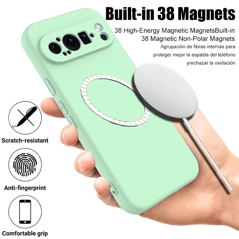 Kabellose Silikon-Schutzhülle für Google Pixel 10, 9, Pro, XL, 8, 7, 6, A/Pro in Macaron-Farben (Schwarz und Grün) - Bild 3