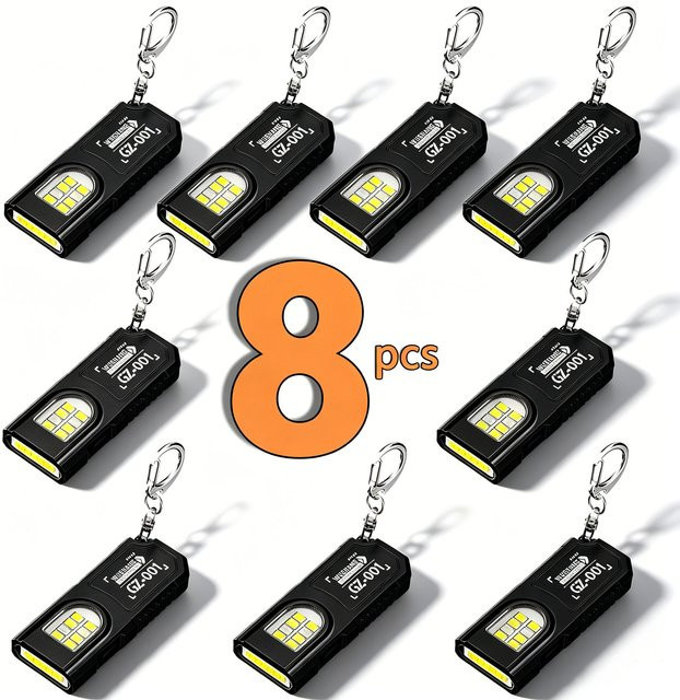 BALDR USB-aufladbare LED COB Taschenlampe in Schwarz mit Stiftclip, Magnet und Schlüsselanhänger - Bild 1