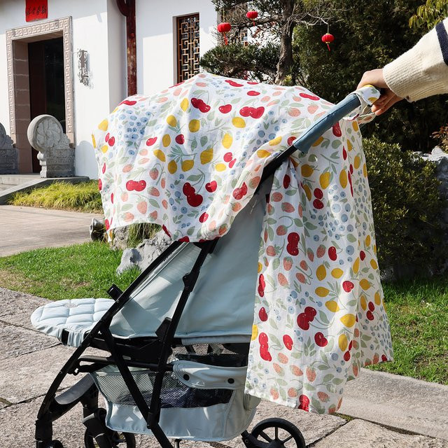 Happyflute Kinderwagen-Abdeckung aus Bambus-Baumwolle in Mehrfarbig, winddicht und atmungsaktiv als Stillabdeckung oder Überdachung für Baby-Autositze - Bild 1