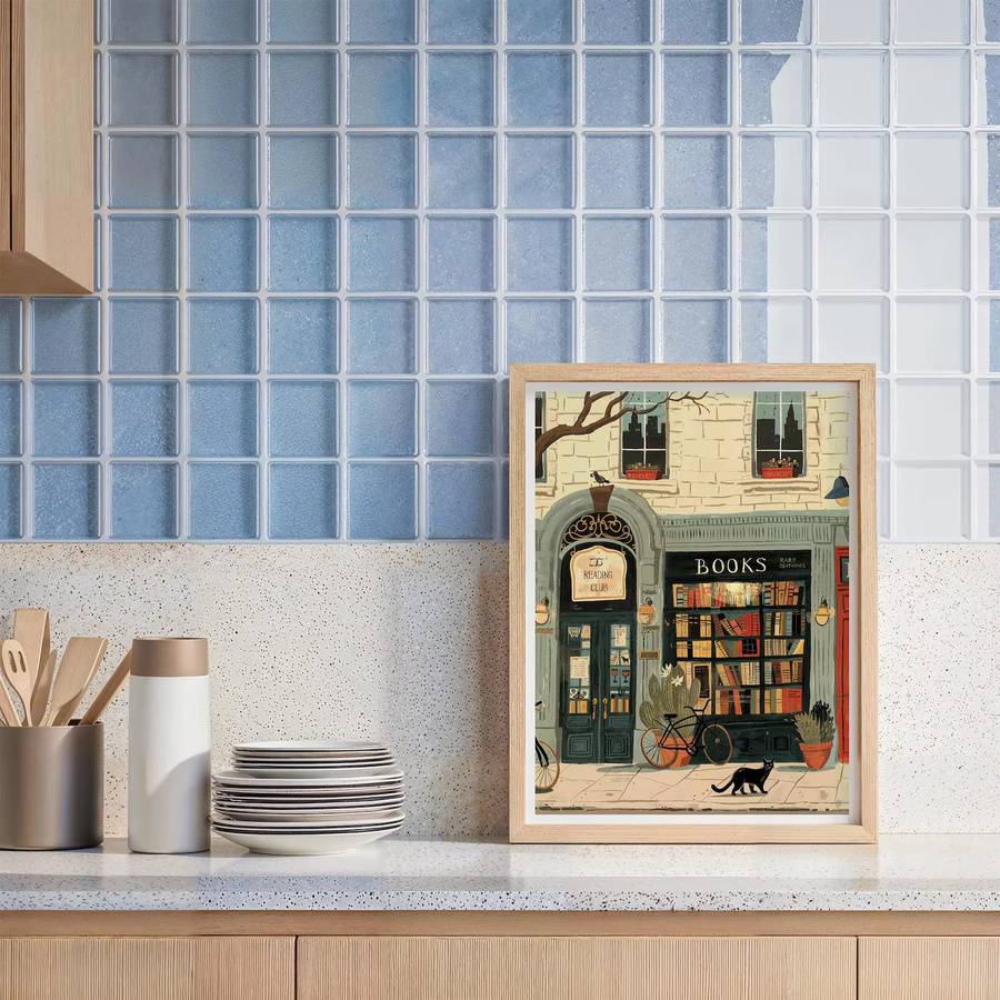 Kunstdruck Buchhandlung Illustration als Wanddekoration für deine Lesecke oder dein Home Office - Bild 4