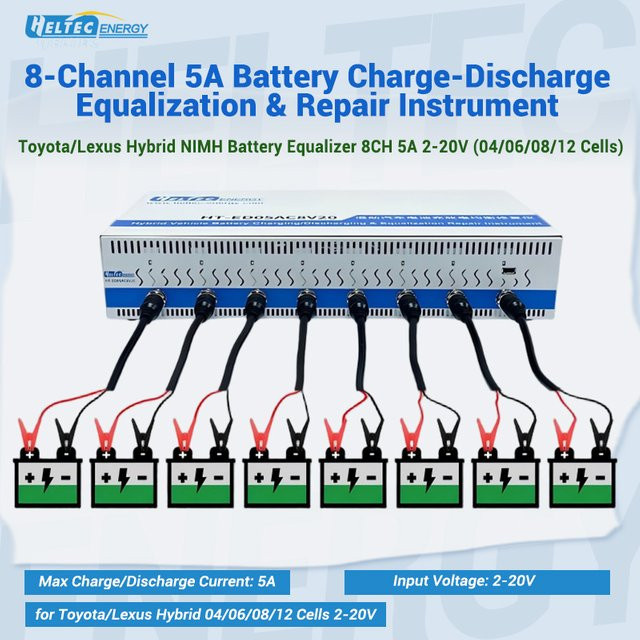 Heltec Hybrid-Fahrzeugbatterie-Reparaturwerkzeug 8-Kanal 5A Equalizer für Toyota und Lexus NIMH 04/06/08/12 Zellen 2-20V - Bild 1