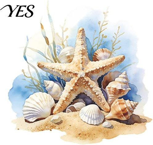 Pure Glow Badezimmeraufkleber mit Aquarell-Motiv Seestern, Muschel und Schnecke in Beige und Multicolour, wasserfeste PVC-Aufkleber für Toilettensitz und Spülkasten - Bild 1