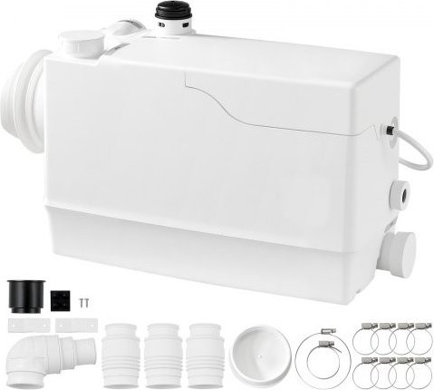 VEVOR Macerator Pumpe 800W mit 12000L/h Durchfluss und 10 m Förderhöhe, Abwasserpumpe mit 4 Einlässen für WC, Waschbecken und Küche, Farbe: Weiß - Bild 1