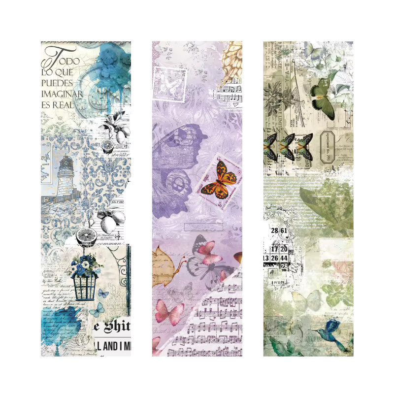 JIANQI Washi Tape Vintage Papierband in Multicolour für Scrapbooking und DIY Journaling, Breite: 5 cm, Länge: 2 m - Bild 6