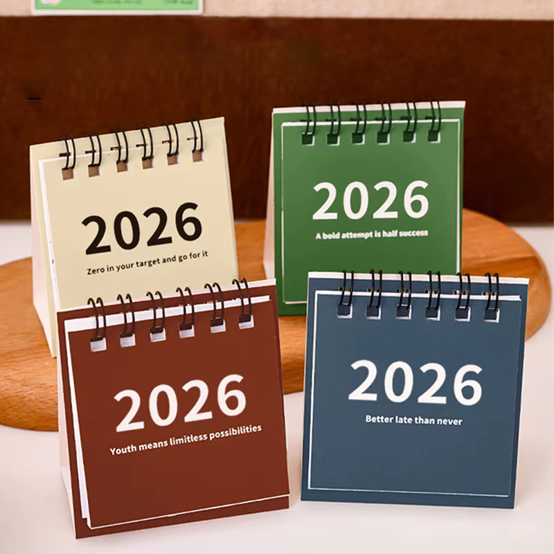Mini-Einfachkalender 2026 Gelb Kreativer Tischkalender mit Spiralbindung als Desktop-Planer und Büromaterial - Bild 2