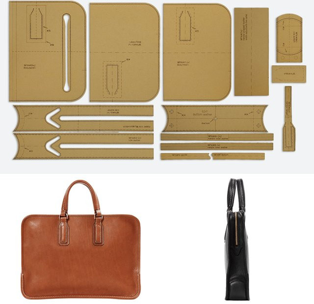 YOMDID 14-teiliges Lederwerkzeug-Set mit Kraftpapier-Vorlagen für die DIY-Herstellung von Handtaschen und Aktentaschen in Braun - Bild 1