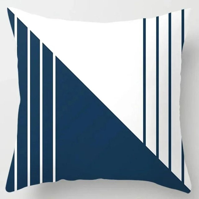 GUOYU HOMEDECOR Kissenbezug mit dunkelblauem geometrischem Muster für Wohnzimmer und Auto, quadratisch - Bild 1