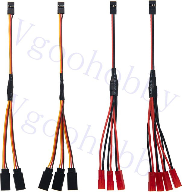 4er Set JR Stecker auf JST Buchse Y Splitter Kabel, Parallel Verlängerungskabel für JR Servo Adapter - Bild 1