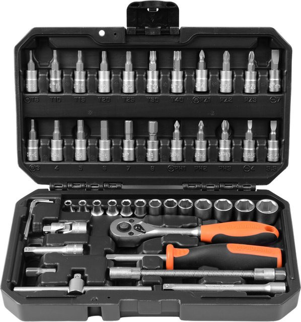 Projahn 46-teiliger Steckschlüssel Satz mit 1/4 Zoll Umschaltknarre und Größen 4-14mm in Multicolor - Bild 1