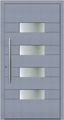 KNOCK Aluminium-Haustür Marte in Grau mit Glaseinsatz und RC2-Schutz, Höhe: 210,0 cm, Breite: 100,0 cm - Bild 1