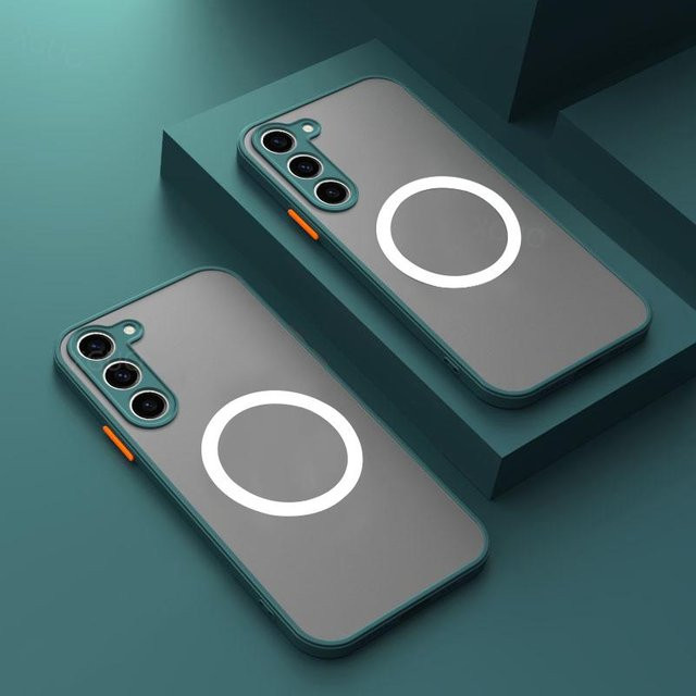 XGUO Magnetische Handyhülle in Matt für Samsung Galaxy S25 S24 S23 S22 S21 S20 Ultra Plus FE A54 A53 A13 Note 20 10 5G mit Wireless Charging Unterstützung, Transparent/Grau - Bild 1
