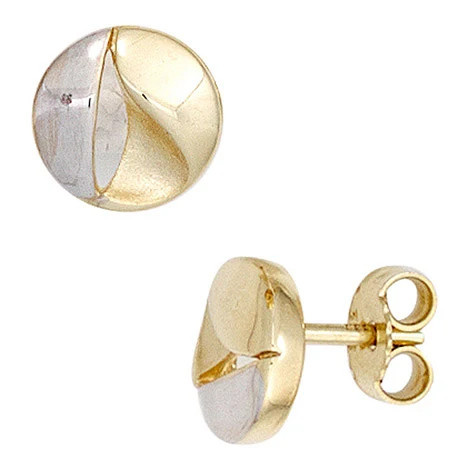 Colfem Ohrstecker 333 Gold, Gelbgold bicolor, mattiert, Unisex - Bild 1