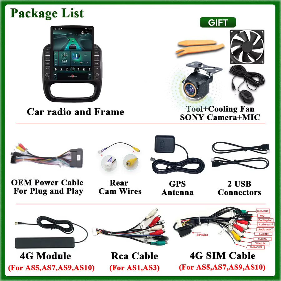 FengShiDa Android Auto Radio mit CarPlay und GPS für Renault Trafic 3 (2014-2021) und Opel Vivaro B, 9 Zoll Monitor in Schwarz mit Bluetooth und 4G Unterstützung - Bild 5