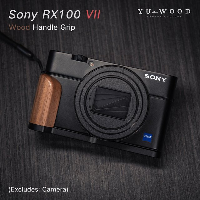 Handgefertigter Kamerahandgriff aus Holz mit L-Platte und Schnellverschlusshalter für Sony RX100M7 und Sony RX100-Serie in Braun - Bild 1