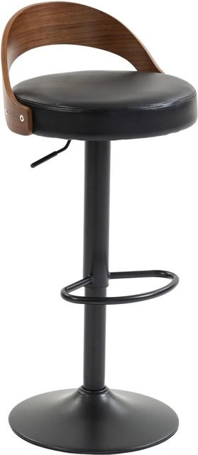 2er Set PXloue Barhocker mit Rückenlehne, drehbar und höhenverstellbar, Kunstleder und Metall, Schwarz - Bild 1