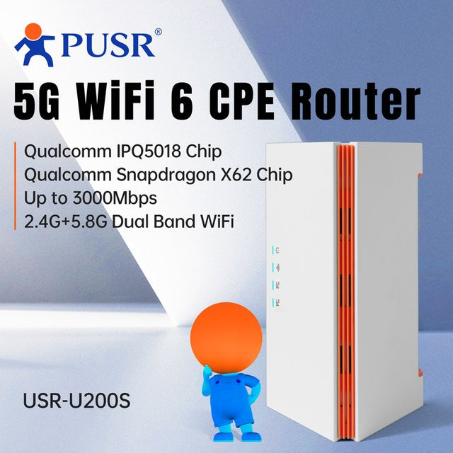 PUSR U200 Global 4G/5G Dual Band WiFi6 AX3000 CPE Router mit SIM-Kartensteckplatz, Qualcomm IPQ5018, 4 Gigabit-Ports, FWA, Weiß - Bild 1
