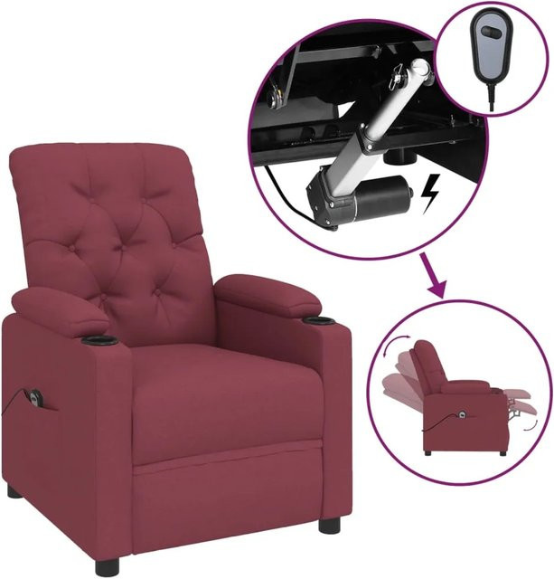 vidaXL Elektrischer Relaxsessel in Weinrot aus Stoff mit Armlehnen - Bild 1