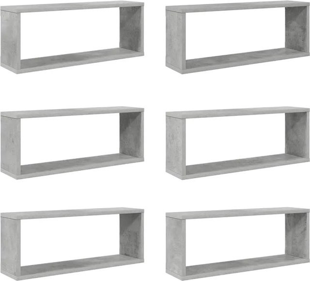 6er Set vidaXL Würfelregale aus MDF in Betongrau, Wandmontage, B: 60 cm, T: 15 cm, H: 23 cm - Bild 1