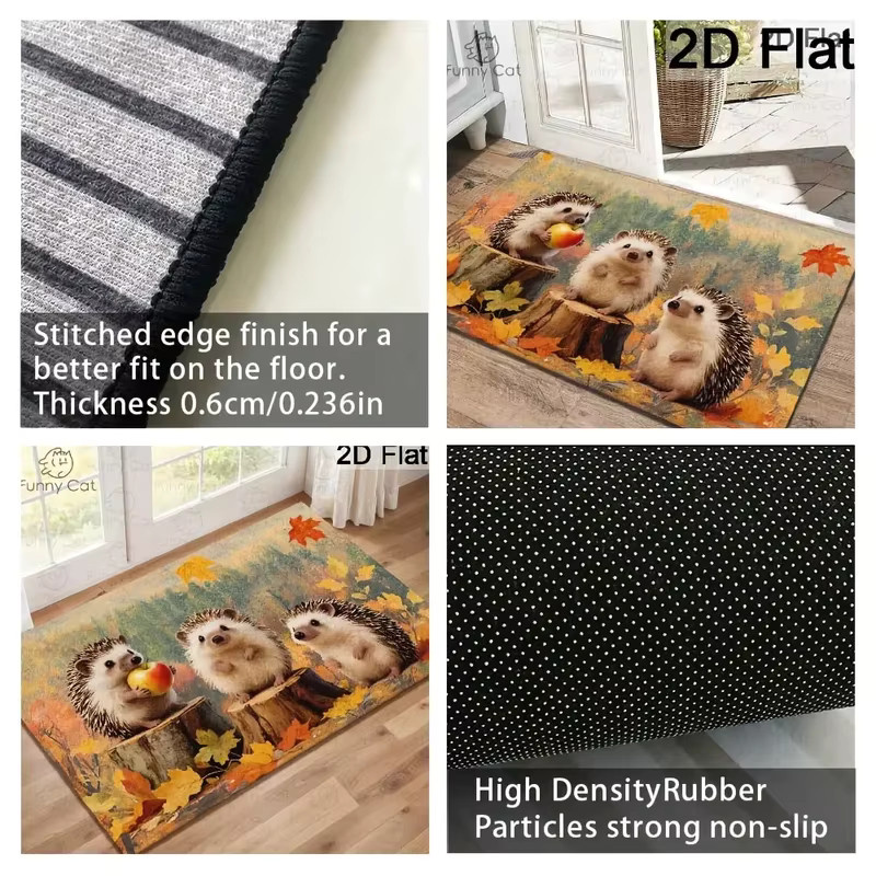 VIKAMA Retro Kristall-Samt Teppich mit Ahornblatt-Design in Multicolour, rutschfeste und pflegeleichte Bodenmatte für Flur und Badezimmer - Bild 3