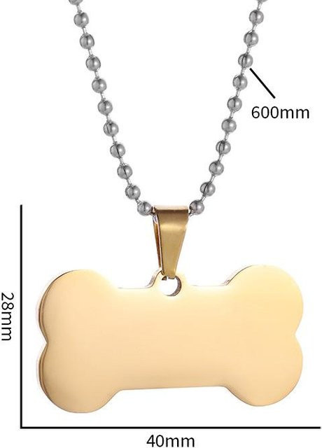 YIRAN Jewelry Anhänger Hunde Knochen, Edelstahl, Gold, Unisex - Bild 1