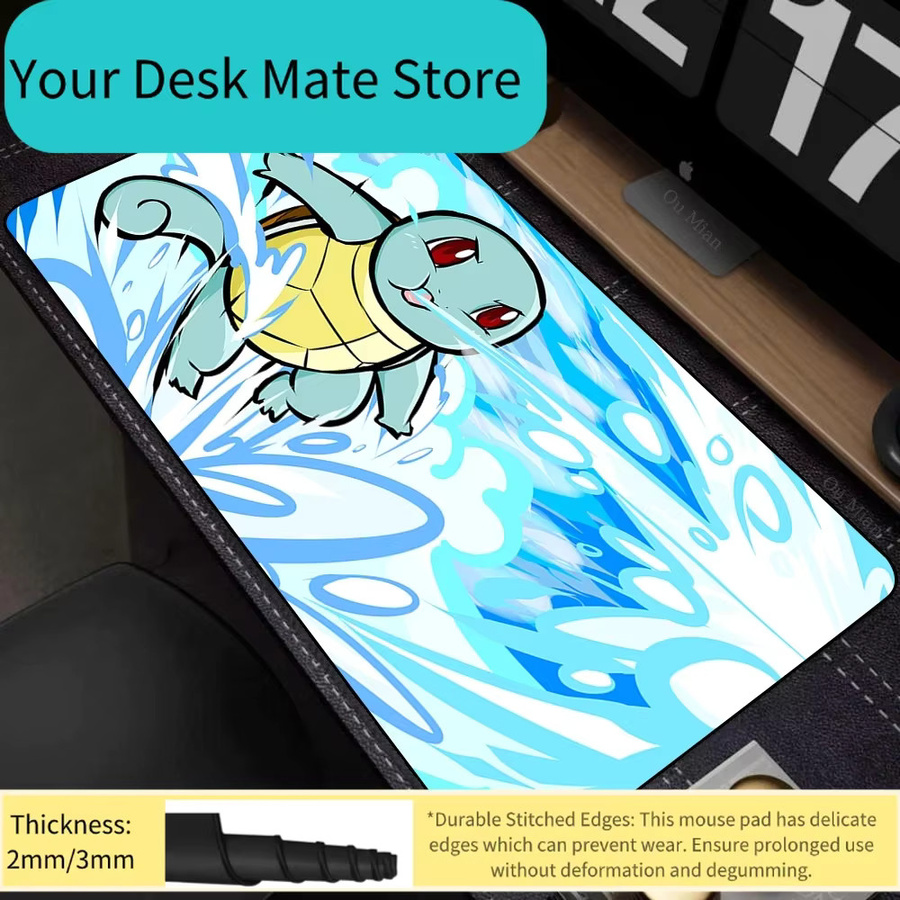 Potdemiel Squirtle Water Attack Gaming-Mauspad, wasserdichte und rutschfeste Schreibtischunterlage, multicolour - Bild 1
