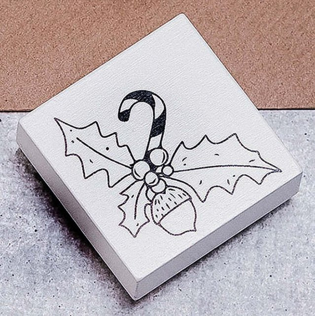 May&Berry Stempel Ilex mit Zuckerstange in Weiß, 45 x 45 mm - Bild 1
