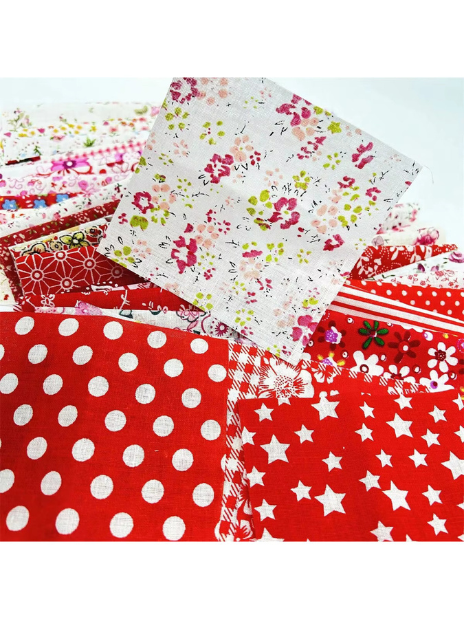 100 Stück DIY Baumwoll Stoffreste mit verschiedenen Mustern in Multicolour für Handarbeit und Puppenkleidung - Bild 2