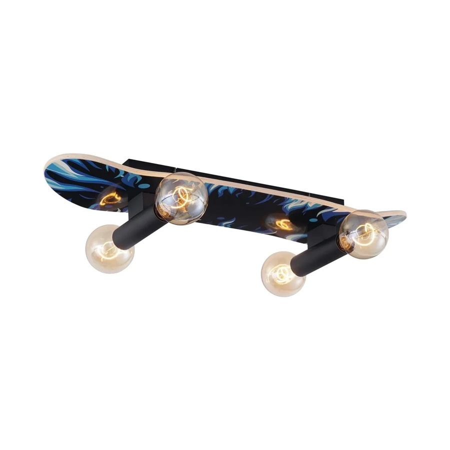 QAZQA Wandleuchte Skateboard in Schwarz und Blau für das Kinderzimmer, Breite: 80 cm - Bild 2