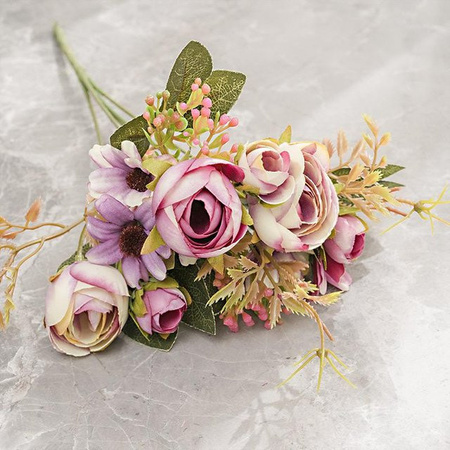 Künstliches Rosen-Bouquet XYNN in Violett für Herbst-Dekoration und Hochzeiten