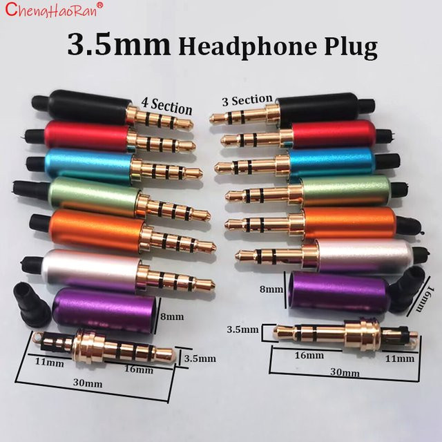 ChengHaoRan 3,5 mm Stereo-Kopfhörerstecker 3/4-polig mit Mikrofon und symmetrischem Buchsenanschluss, gelöteter Typ, Orange - Bild 1