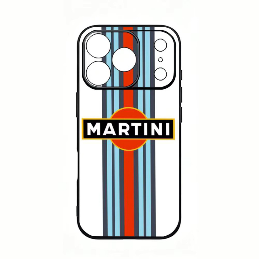 Racing Martini Handyhülle für iPhone 11 bis 17 Pro Max Plus Mini, Schwarz Mattiert, Weiche Schutzhülle - Bild 3