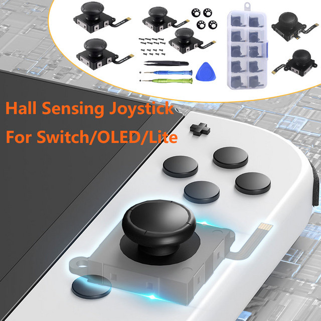 APWIKOGER Hall-Effekt-Joystick Ersatz für Nintendo Switch, Lite und OLED Joycon, Analog Thumb Stick in Schwarz, Set mit 1/2/10 Stück - Bild 1