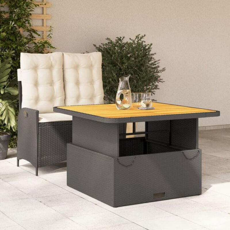 Vidaxl 2-teilige Garten-Essgruppe aus Polyrattan mit Kissen in Schwarz und Creme - Bild 1
