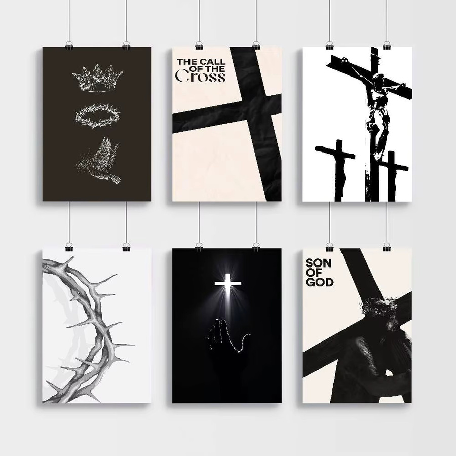 Jesus Christus Kreuz Heiliges Licht Wandkunst Poster in Weiß, B/H: 10 x 15 cm - Bild 3