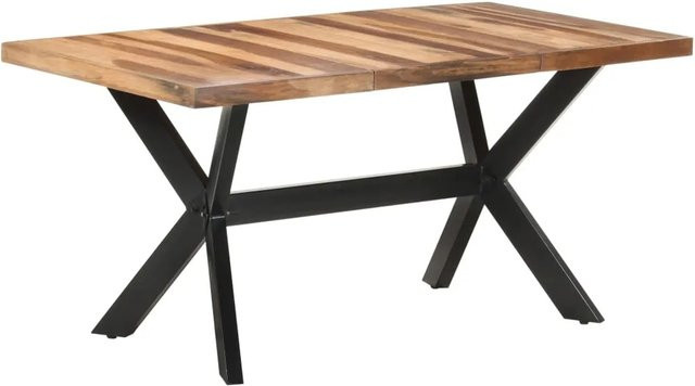 vidaXL Esstisch aus Massivholz in Braun im Industrial Design, B/T/H: 160 x 80 x 75 cm - Bild 1