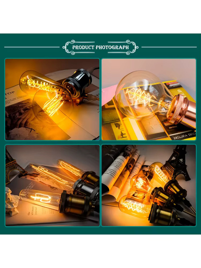 DEEMOPA Edison Retro-Glühbirne E27, dimmbar, 40 W, warmweiß, transparentes Glas - Bild 5