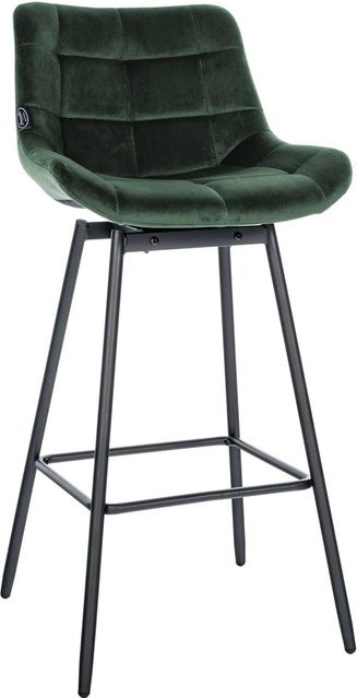 DELUKE Barhocker VISEN Barstuhl aus Samt in Dunkelgrün mit Lehne, drehbar, B/T/H: 49 x 56 x 105 cm - Bild 1