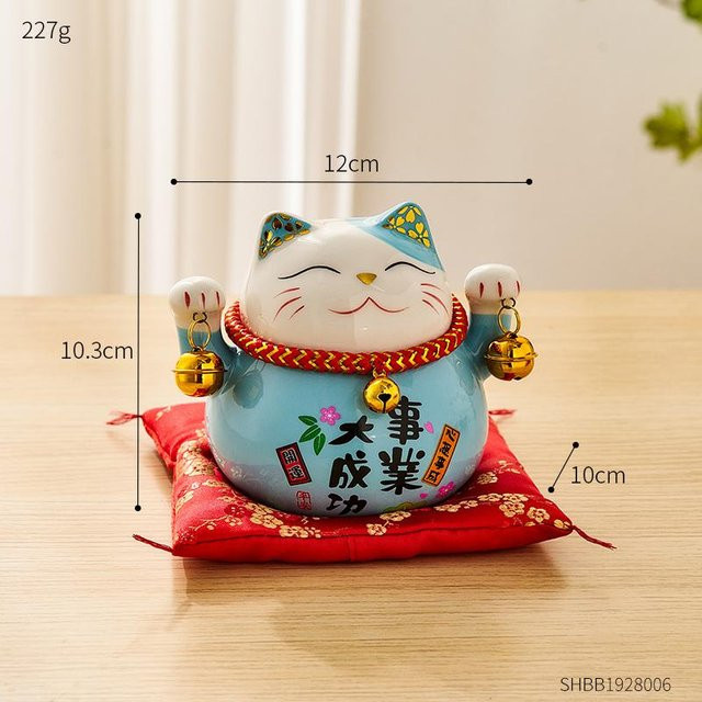 Glückskatze aus Keramik von Bestbags in Mehrfarbig mit floralem Design im japanischen Stil - Bild 1