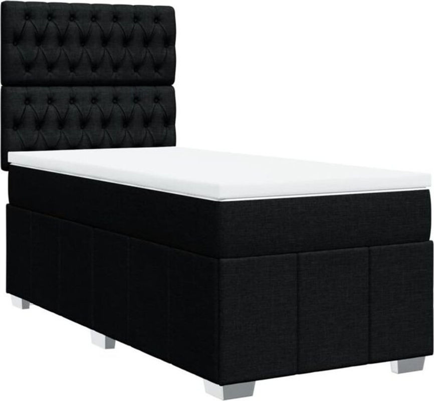 vidaxl Boxspringbett mit Matratze in Schwarz aus Stoff, B/T/H: 200 x 100 x 140,5 cm - Bild 1