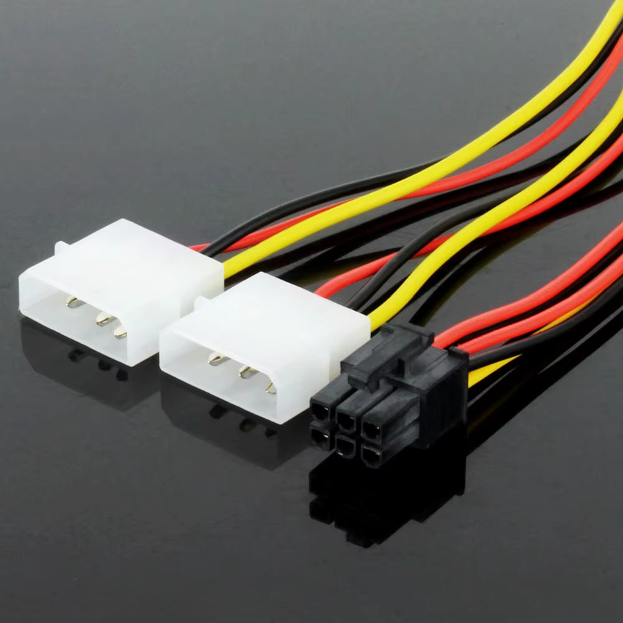 OULLX Dual 4Pin IDE Molex auf 6Pin Strom Verlängerungskabel, 17 cm, Adapter für Grafikkarte und BTC Miner PC - Bild 2