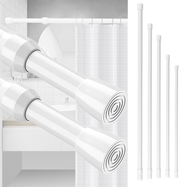 Federbelastete Teleskop-Gardinenstange als ausziehbare Spannschiene für Vorhänge und Voile, Weiß, Breite: 40 bis 135 cm - Bild 1