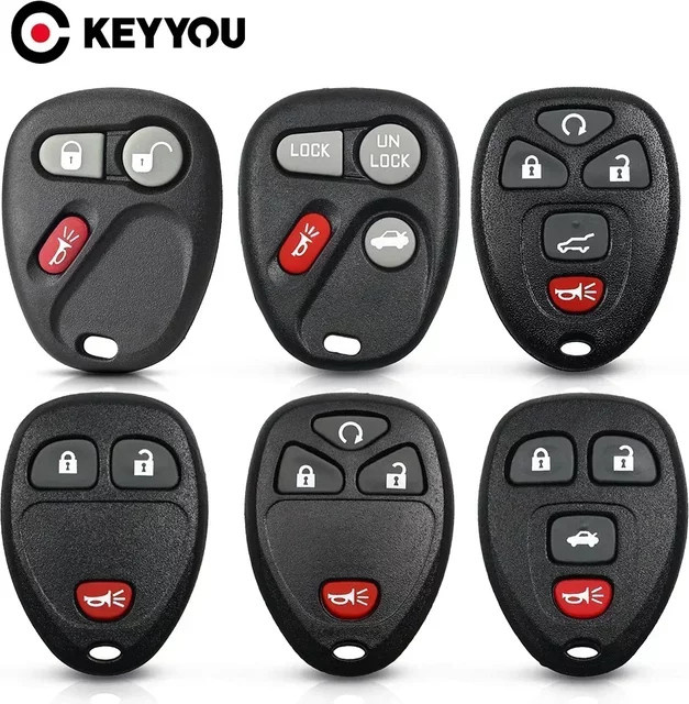 KEYYOU 10er Set Auto Schlüssel Gehäuse Ersatz für Buick Hummer H3 GMC Chevrolet Colorado in Schwarz mit 2/3/4/5/6 Tasten für Keyless Entry - Bild 1