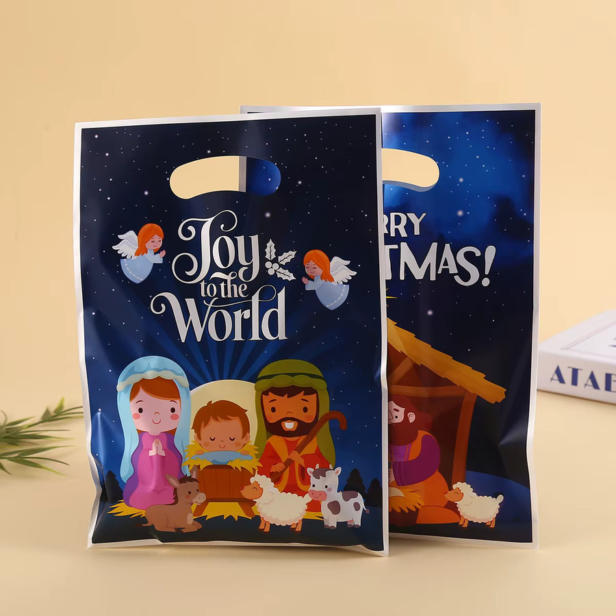 50 Stück Geschenkverpackungstaschen mit Jesus Krippe Motiv für Weihnachten, Geburtstag und Partys, Mehrfarbig - Bild 6