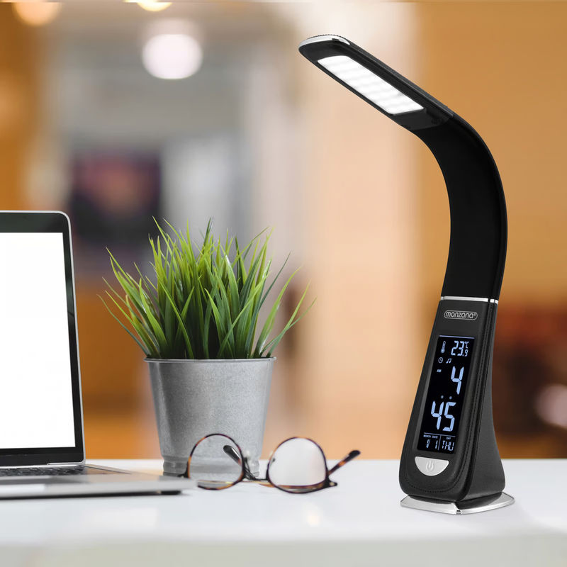 monzana LED Schreibtischlampe Lilly in Schwarz mit Leder-Optik - Bild 2
