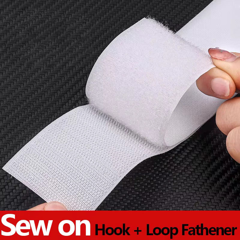 5M Nylon-Klettverschlussband zum Aufnähen für Kleidung und Heimwerken in Schwarz oder Weiß - Bild 2