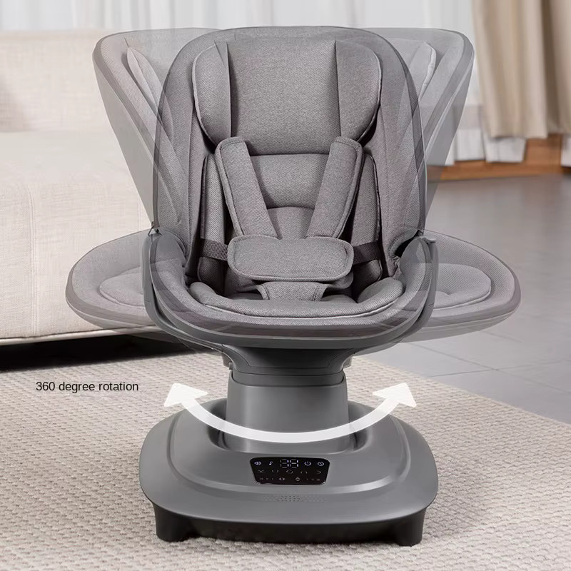 Elektrische Babyschaukel Pakey mit 360 Grad Sitzdrehung und verstellbarer Rückenlehne in Grün-Weiß - Bild 2