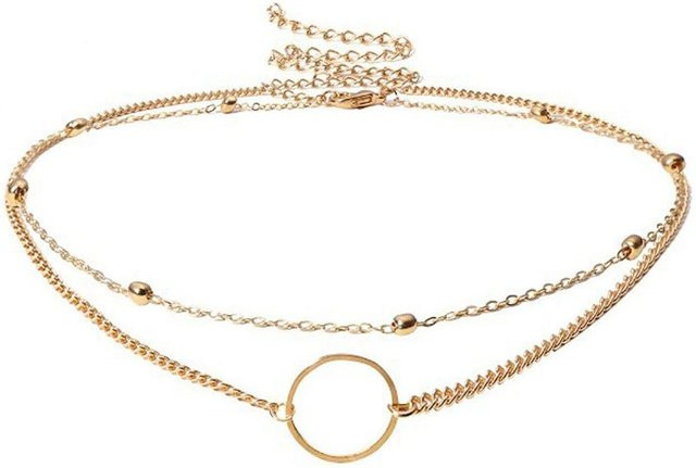 Allbestart Choker-Halskette, zwei Lagen, Gold, Zinklegierung, Damen - Bild 1